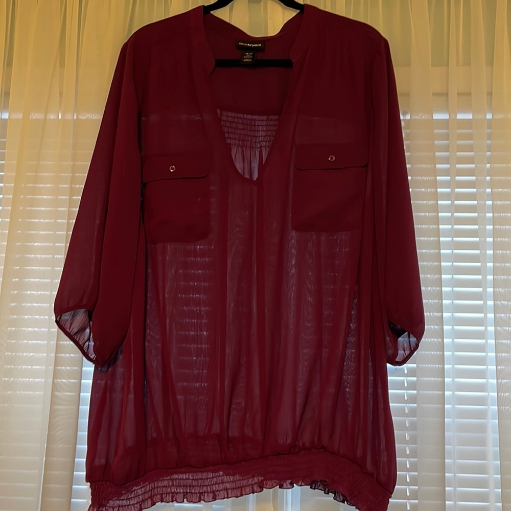 Lane Bryant purple blouse with smocked banded bottom - Size 26/28